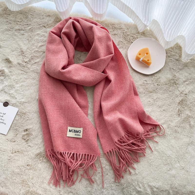 Solid color imitation cashmere scarf women's winter men's couple shawl dual-purpose warm long thickened