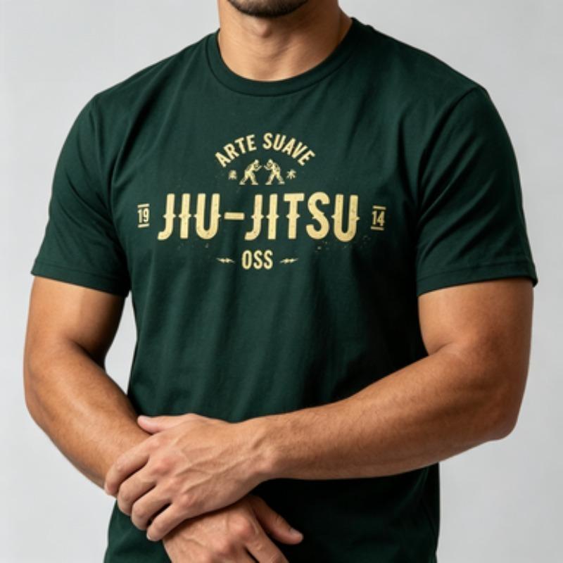 Soft Cotton Male Tshirt Classic Vintage Jiujitsu Pattern Bjj Lover Training Wear Comfort Oneck Basic Cotton Tee Top