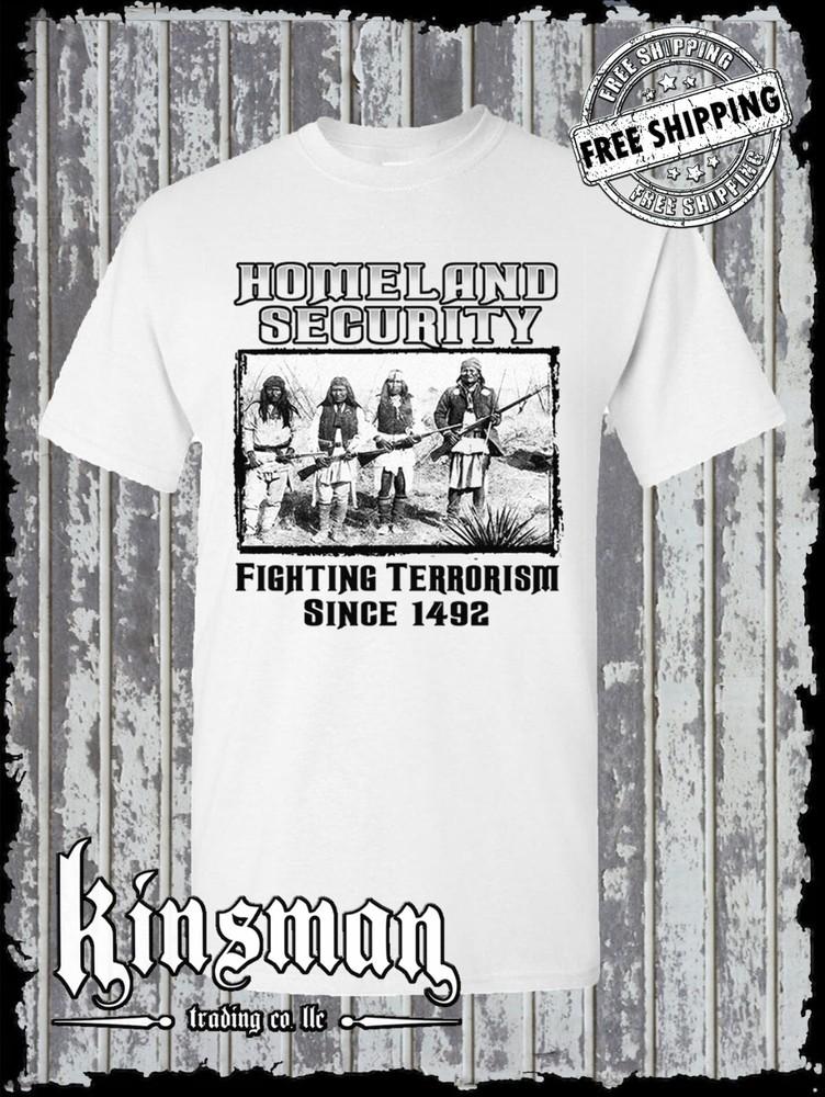 Борьба с терроризмом с 1492 года Футболка Homeland Security Коренной американец Индеец L