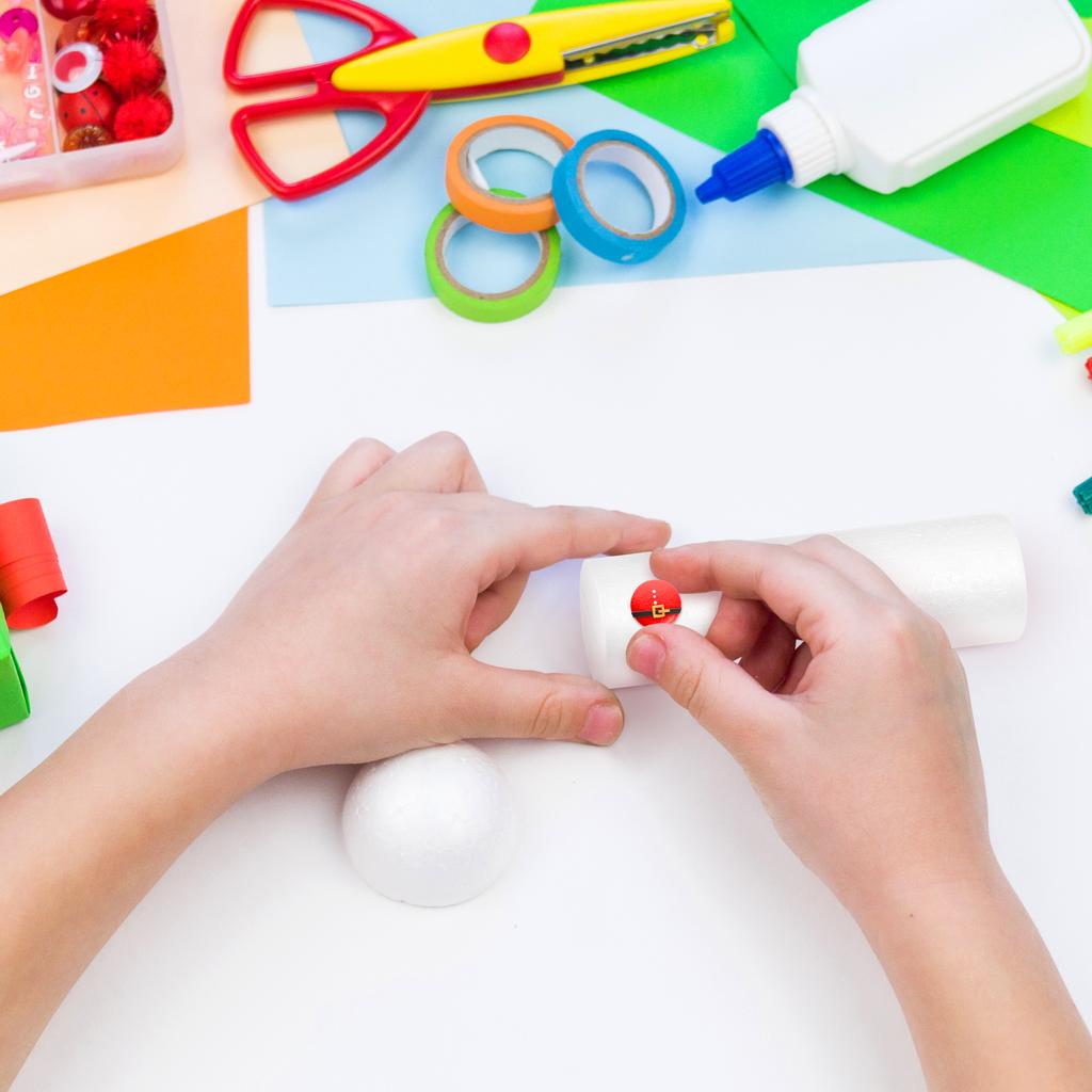 6pcs Foam Cylinder Decor For Diy Craft Tabletop Christmas Decoration Multi-Use Cylinder Adornment School Projects Home Festival