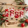 Traditional Wooden Xmas Tree Ornaments Girl Christmas Ornaments, 2D Flat Red White Hanging Rustic Holiday Figure Decoration for Tree, Mantel,