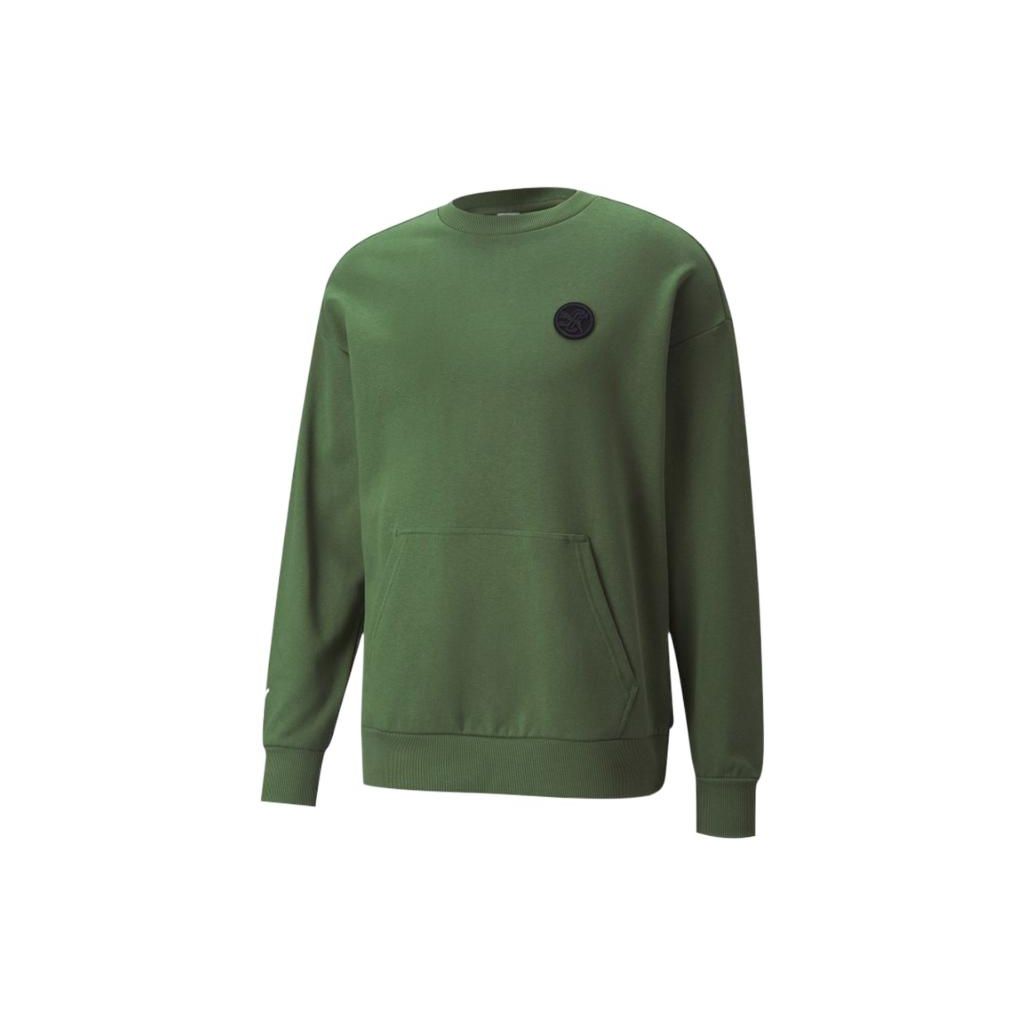 PUMA Unisex Solid Logo Crew Neck Sweatshirt (Green) 532241-67 XS