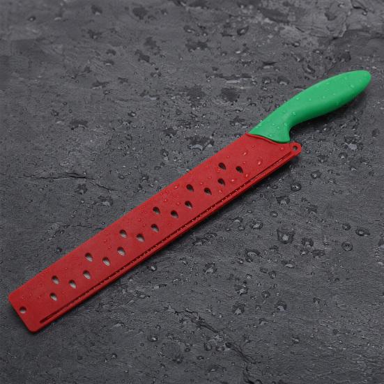 Coltello per anguria con fodero, Coltello da pane seghettato per torta, formaggio, pasticceria, Tagliafrutta in acciaio inossidabile per cucina