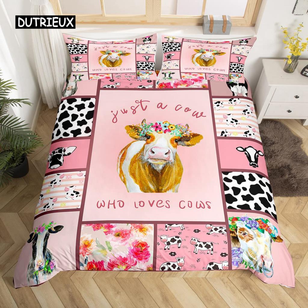 Cow Duvet Cover Set King Microfiber Milk Cow as well as Yellow Sunflower Print Comforter Cover Cute Animal as well as Floral Theme Bedding Set