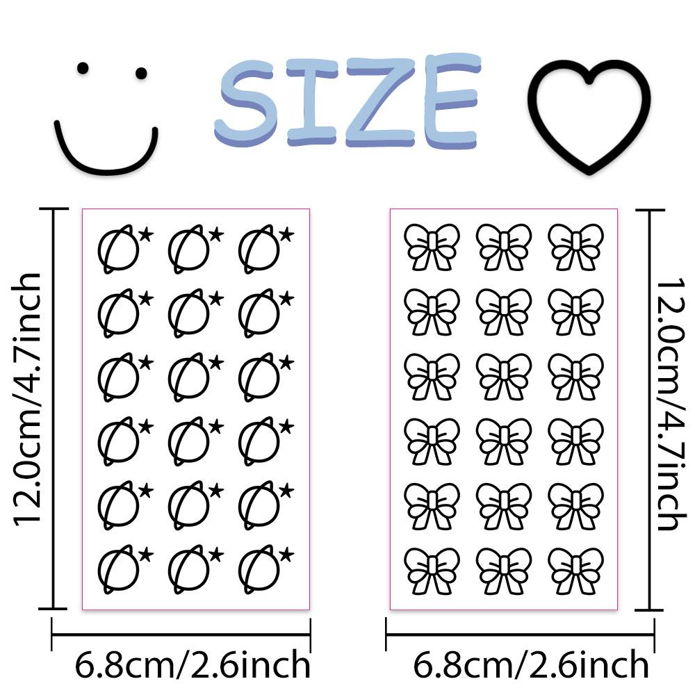 10sheets Cartoon Black Small Pattern Tattoo Stickers For Face Hand Body Temporary Fake Tattoo Stickers Kids Party Supplies