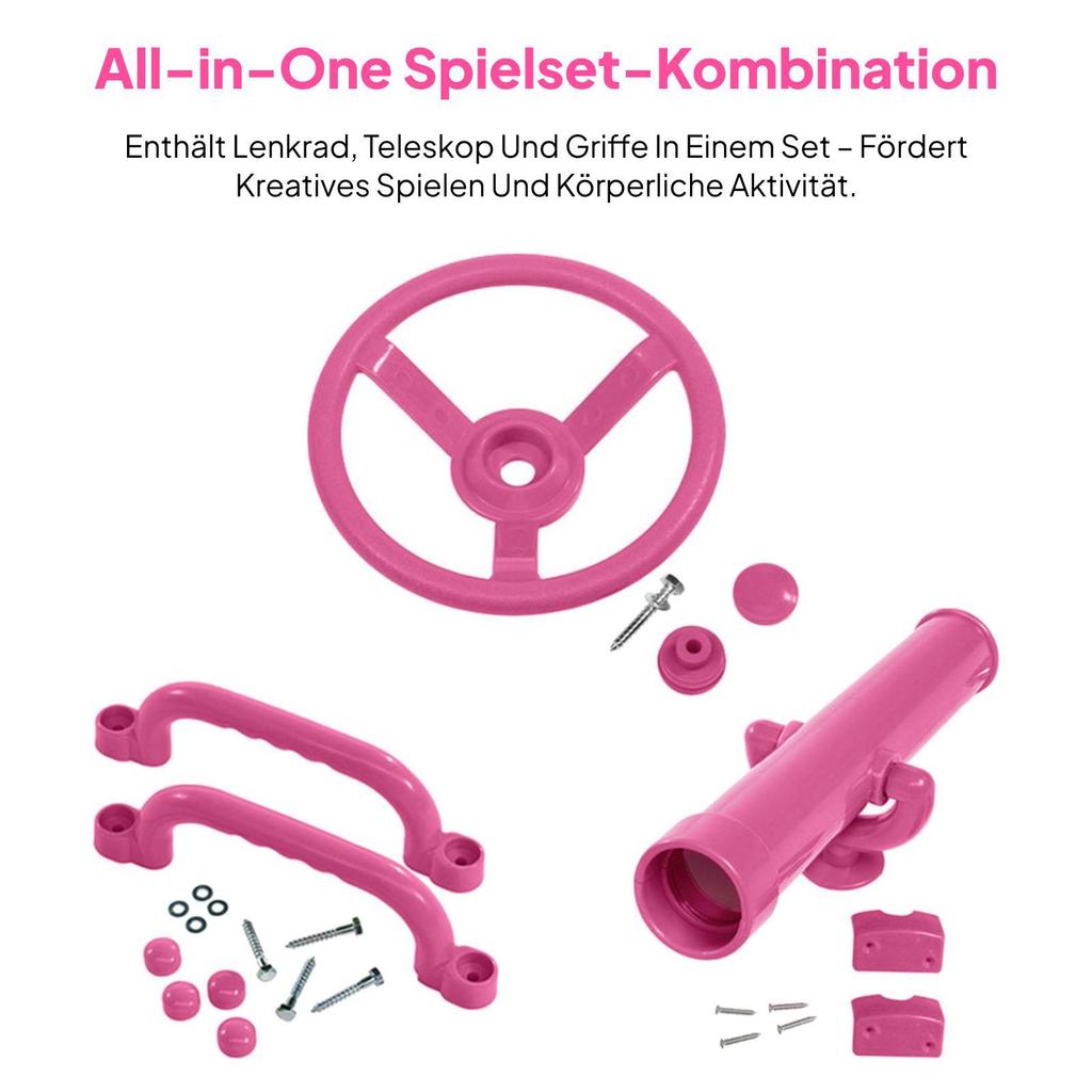 Playground Equipment Swingset Attachments Pink Set Pirate Ship Wheel for Kids Playhouse Climbing