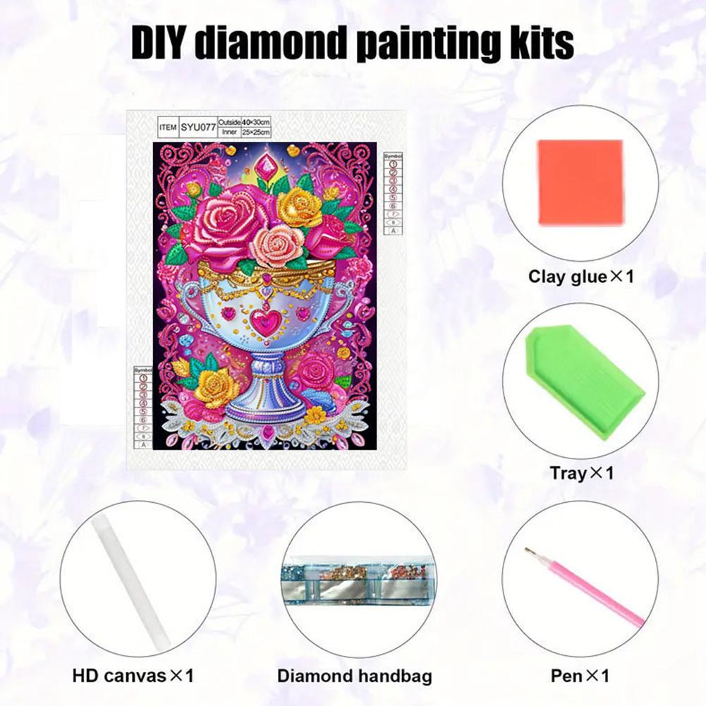 5D DIY Partial Special Shaped Drill Diamond Painting Kit Flower Home Decoration