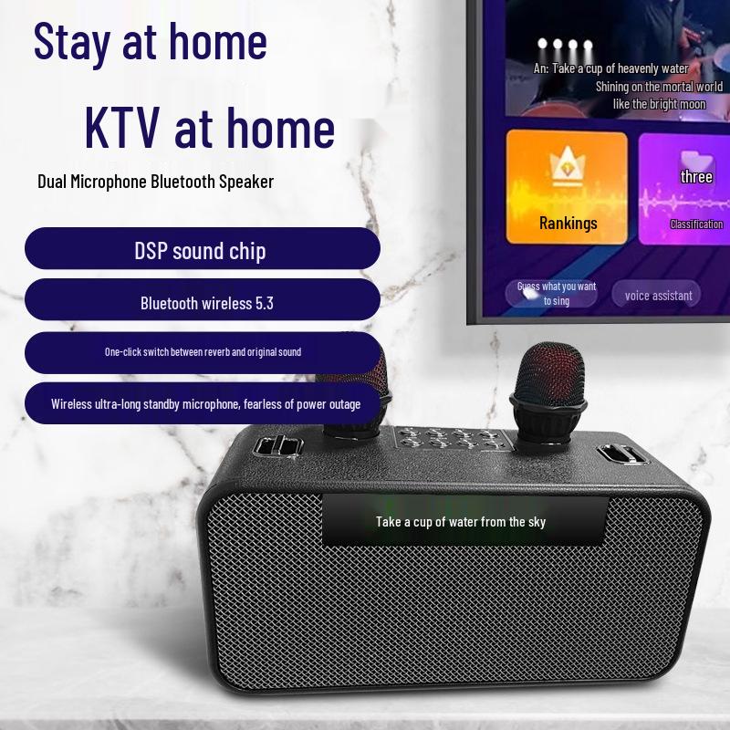 Wireless KTV Speaker with Bluetooth Lyrics Display & Reverb Control