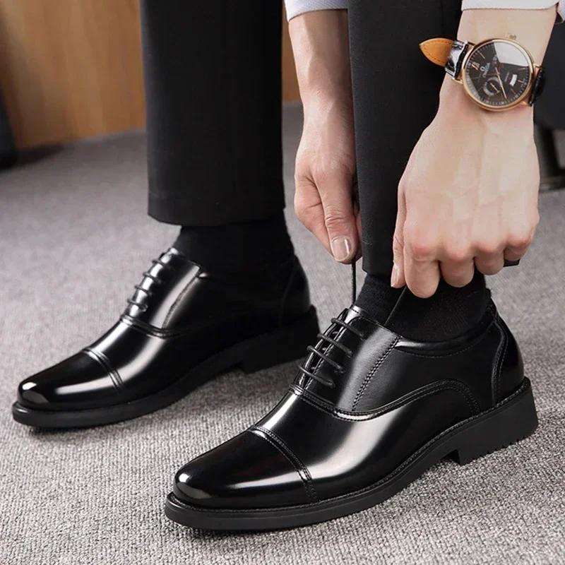 2024 Man Split Leather Shoes Rubber Sole Size 48 Man Business Office Male Dress Lether Shoes