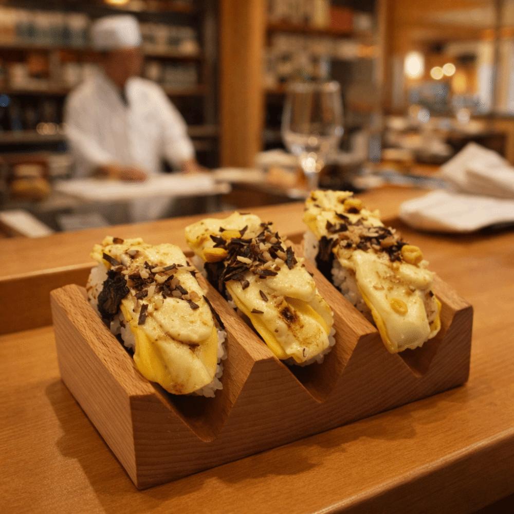 Stabile Taco-Platte Japanischer Stil Seeigelhalter Essens-Servierständer Holz-Sushi-Rack Hochzeit