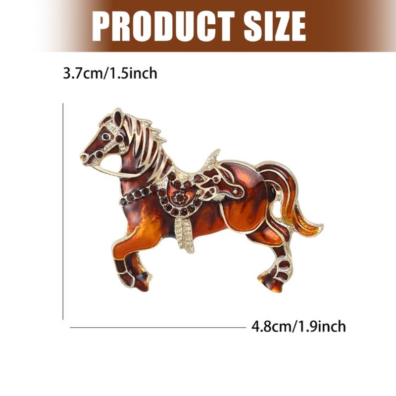 Sturdy Alloy Chinese Zodiacs Horse Brooch for Fashion Accessories and Special Occasions