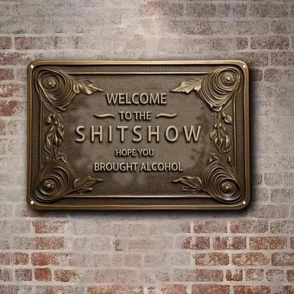 Vintage Humorous Welcome Tin Sign Embossed Metal Wall Decor for Kitchen Bar Yard 20x30cm