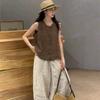 Johnature Retro Artistic Sleeveless Shirt For Women Summer Loose Casual Versatile Tops For Women