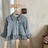 Herbst Prinzessin Mädchen Spitze Pullover Fake Zweiteiler Süßer Puppenkragen Baby Kinder Strickshirts Oberteile für Kinderbekleidung