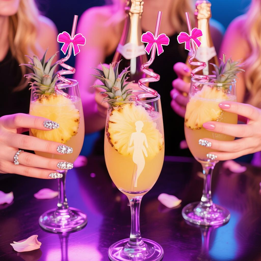 Bow Spiral Straw Cartoon Straw Drink Accessory Party Party 10pcs