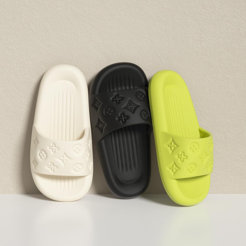 High sense fashion cool slippers women's summer slippers step on shit feeling thick bottom bathroom non-slip deodorant small flower eva slippers