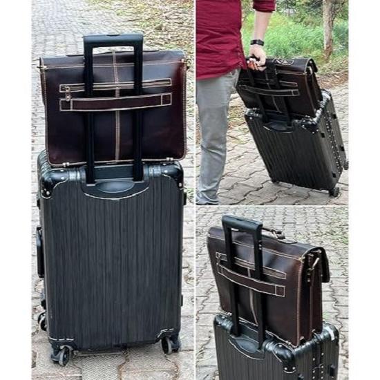 Handmade Leather Shoulder Briefcase Messenger Bag Mens 16 Inch Laptop Satchel