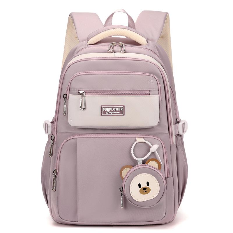 

Ultra-Light Spine-Support Backpack for Girls, 3rd to 6th Grade, Large Capacity, New Model for Elementary & Junior High Students фиолетовый