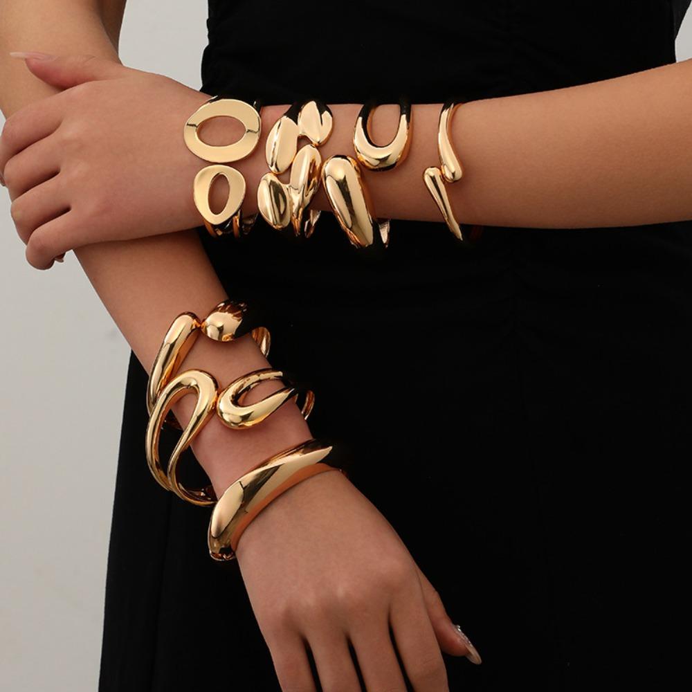 Bracelet INS Minimalist Irregular Wave Jewelry Metal Glossy Bracelet Ladies Jewelry