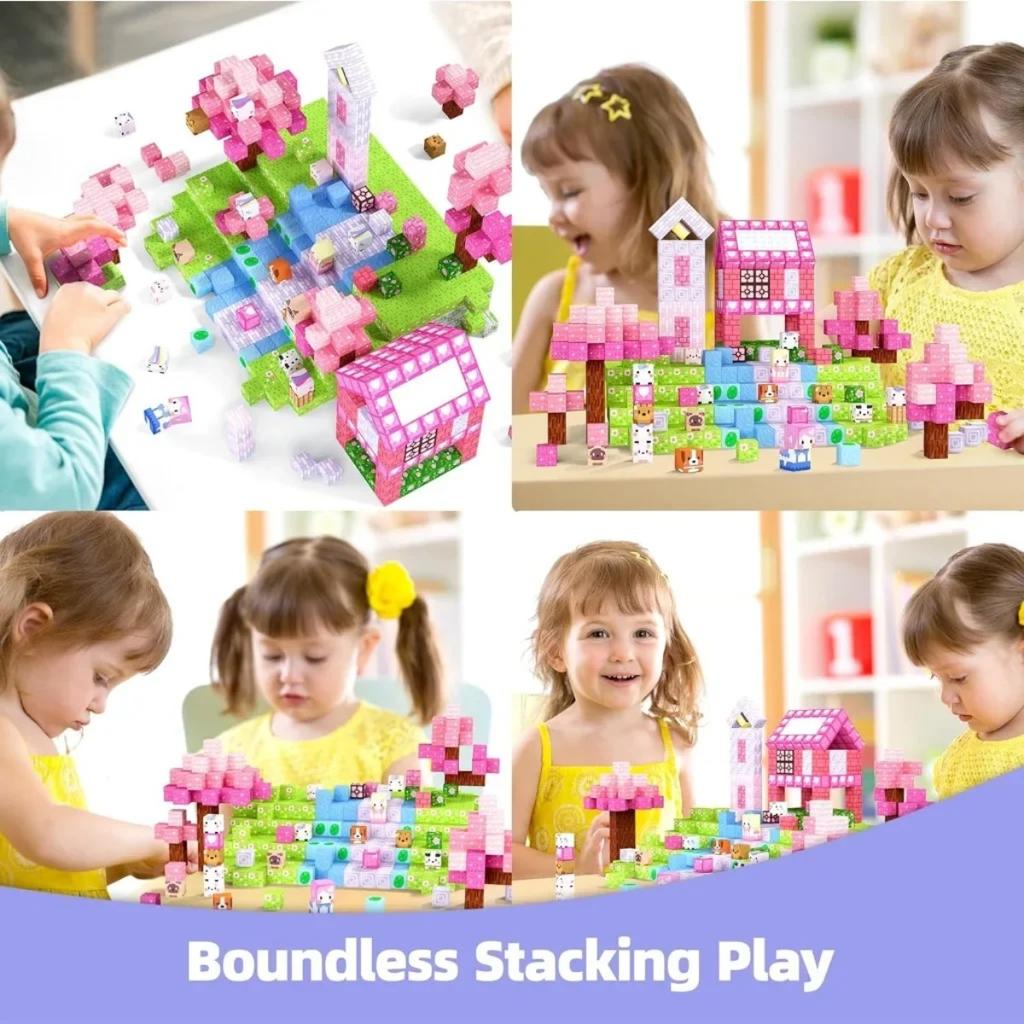Magnetic Building Blocks Mine World Magnet Princess Castle Blossom Cave Plant Zombies Cubes Set Brick Cube Toys Children Gifts