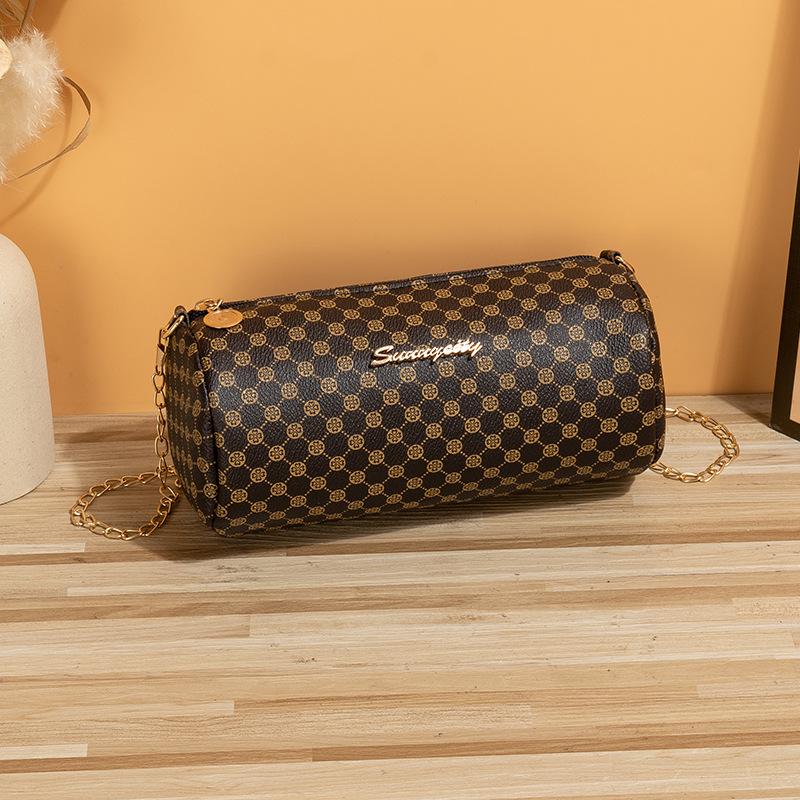 Summer New Women's Cylinder Messenger Bag Cylindrical Rhombus Chain Bag Women's Cylinder Messenger Bag Women's