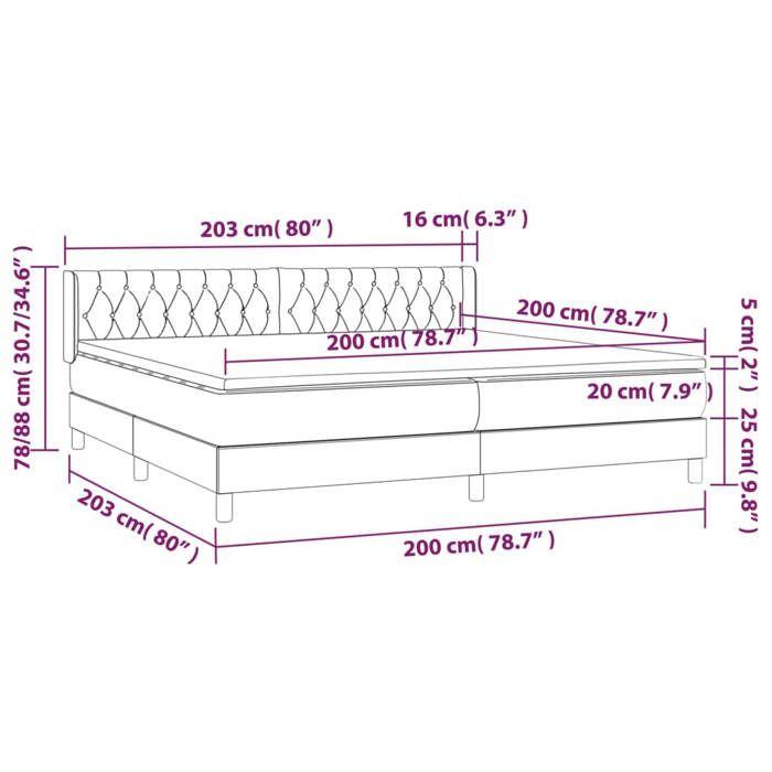 3131161 vidaXL Divan Bed and Mattress Black 200x200 Cm Velvet
