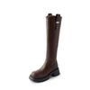 Autumn and winter women's leather boots leather large size knight boots thick-soled rear zipper high boots new middle heel round head women's boots