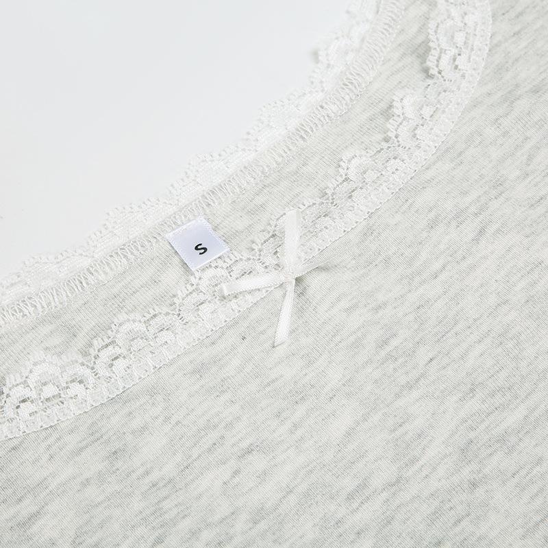Skinny Lace Patchwork Strap Cropped Tops Women Summer Sexy Mini With Bow Camisole Holiday Beach Basic Clothes
