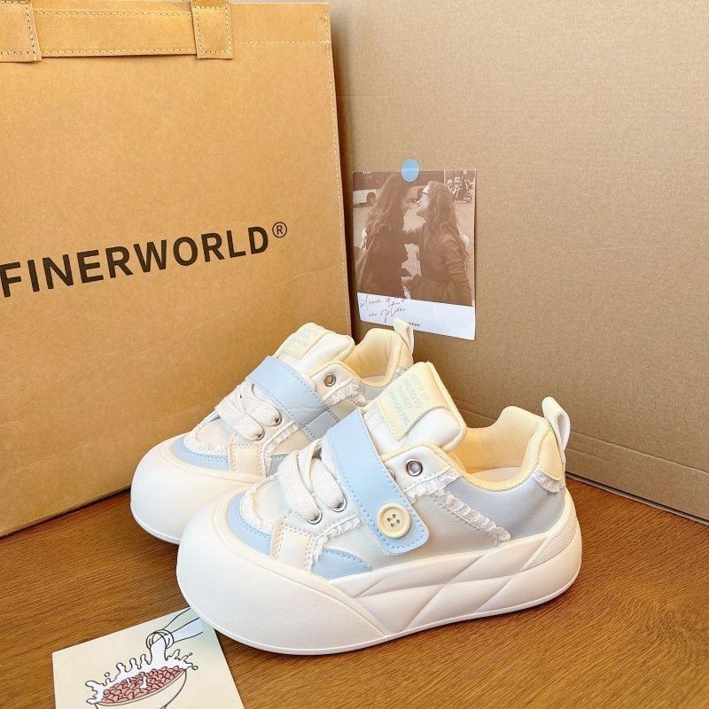 Dopamine bread little white shoes women's spring new thick-soled casual niche non-collision versatile student board shoes