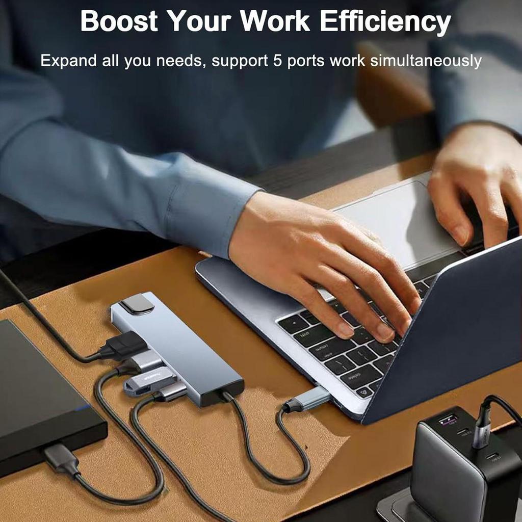 5-in-1 USB-C Hub: Multifunctional Expansion Dock for Mobile Phones, Tablets, and Laptops