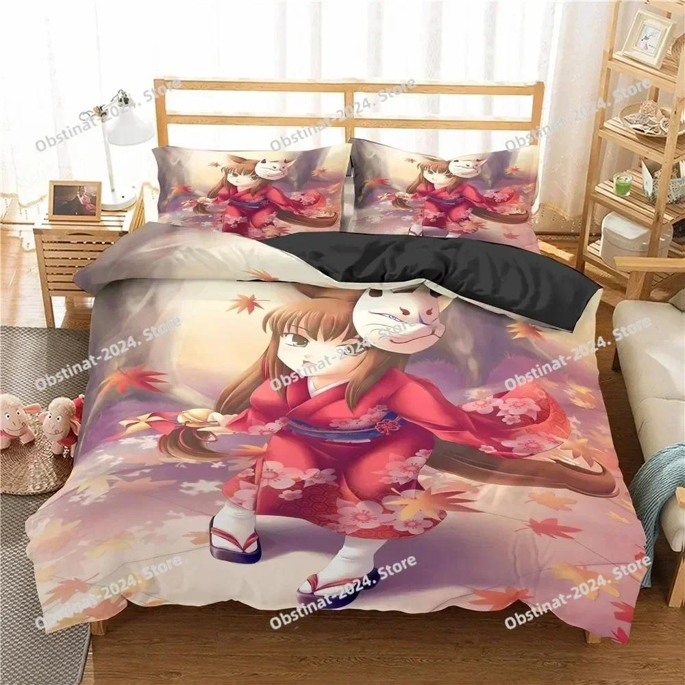 Lovely Anime Girl Bedding Set Kawaii Printed Single Comforter Quilt Bed Cover Duvet Cover Pillow Case 3 Pieces Kids Adult Size