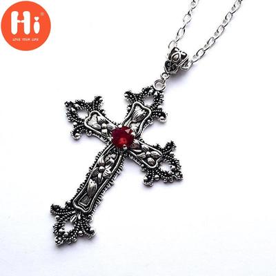 Hi Cross Diamantový přívěsek Šperky Náhrdelník Stříbrný tón Gotický Punk Šperky Móda Glamour Prohlášení Ženy Dárky