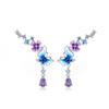 Huitan Aesthetic Flower Butterfly Pendant Earrings Lady Anniversary Party Accessories with Bright Zirconia Exquisite Zircon