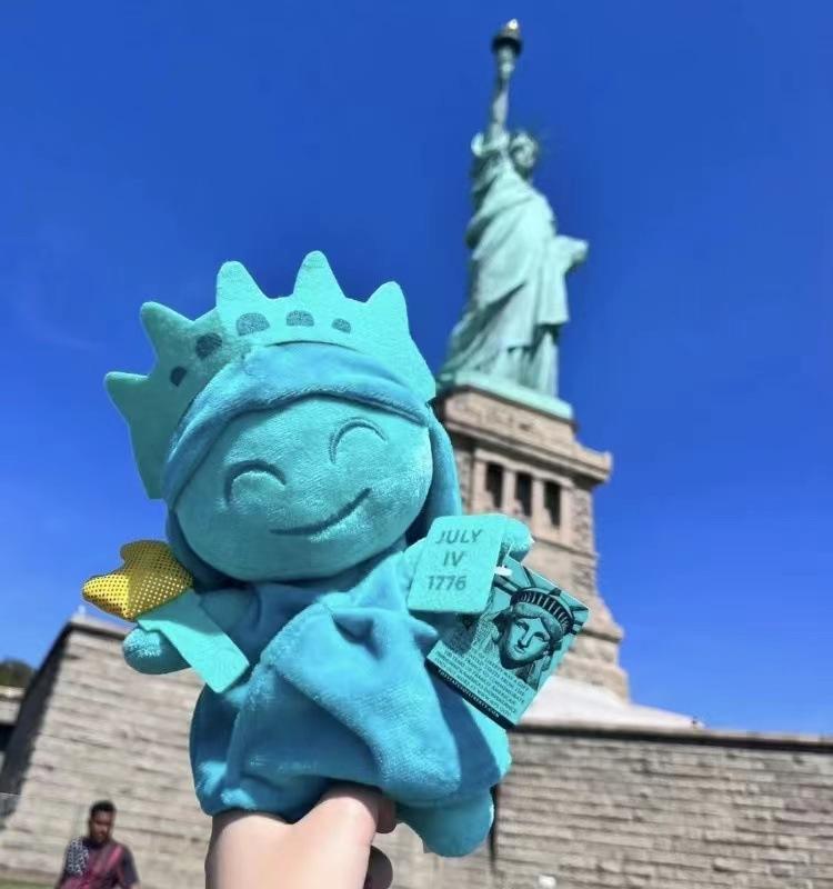22cm Niedliche Freiheitsstatue Plüschtier Weiche Stoffpuppe New York Souvenir Schlüsselanhänger Anhänger Unabhängigkeitstag Geschenk blue