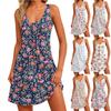 Women's Casual Floral Printed Summer Bohemian Beach Dress With Pockets V-Neck Tank Dress