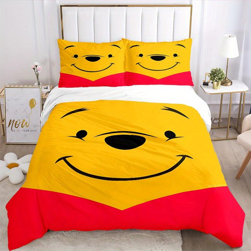 3pcs Set Pooh1pc of Quilt Cover+2pcs of Pillowcase, No Core, Print Bedding, All Seasons Bedroom Setting092