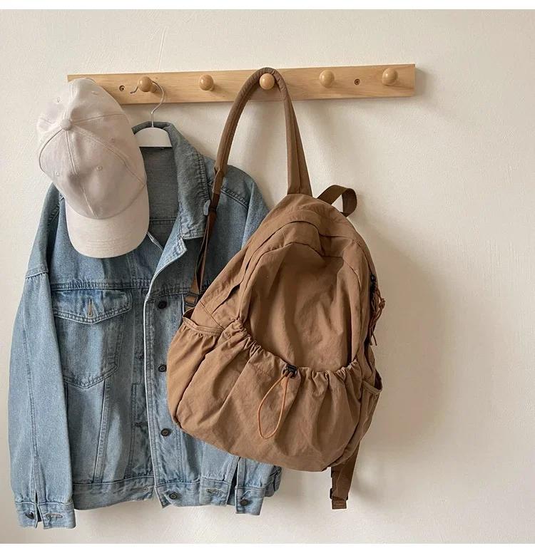 

Повседневный рюкзак для женщин, большой емкости, модный, для школьников, плиссированный, тканевая сумка, корейский дорожный рюкзак