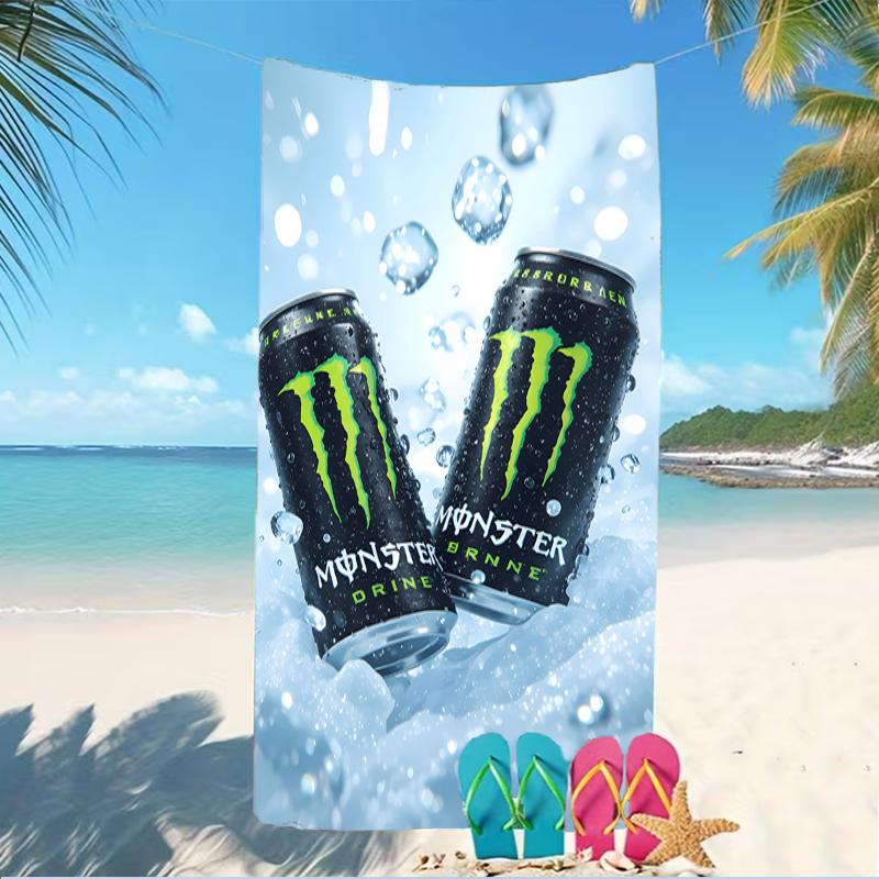 Strandtuch mit Monster Energy LOGO Muster - weich, saugfähig, maschinenwaschbar Leicht&Modern, Schwimmen, Reise-Essentials