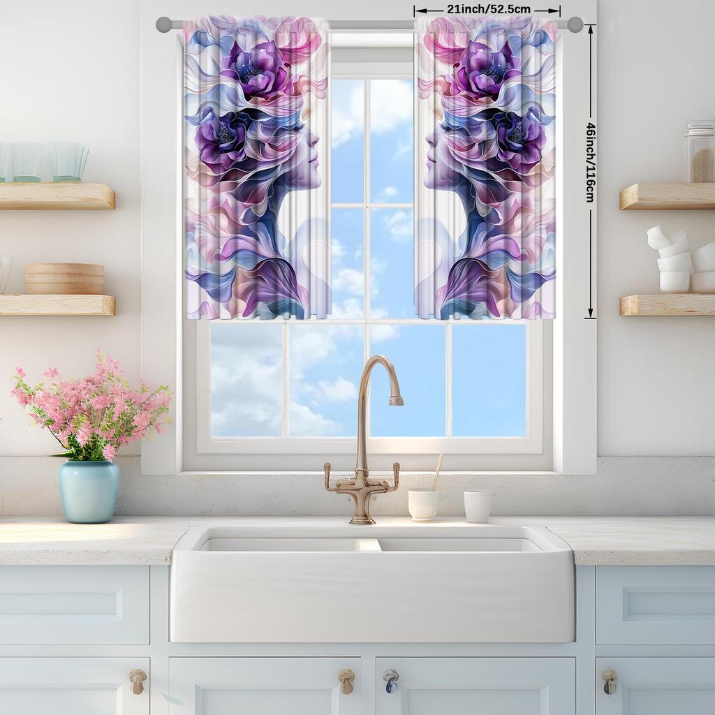 2-Panels Abstract Art Style Beauty Semi Blackout Curtains   Half Blackout Suitable for Artistic Home Decorative Curtains
