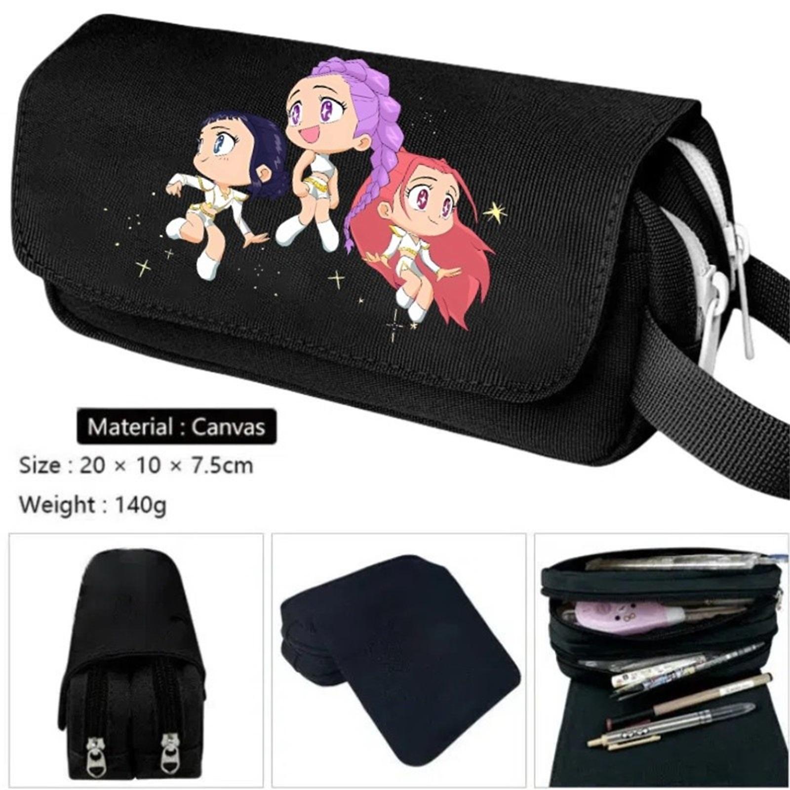 

Cartoon Print Large Capacity Double Layer Portable Pencil Bag, Stationery Bag For Primary And Secondary School Students One Size