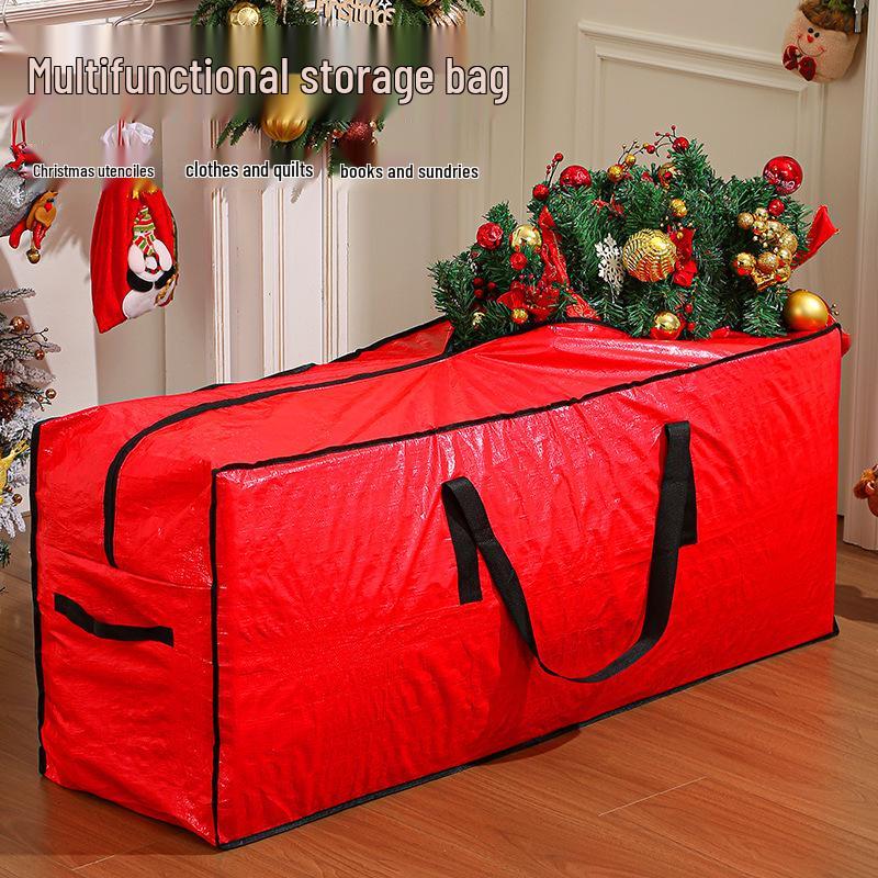 Rote große Weihnachtsbaum-Aufbewahrungstasche mit hoher Kapazität - Feuchtigkeits- und staubdicht mit Reißverschluss