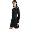 Calvin Klein Solid Color Embroidered Letter Off-Shoulder Long Sleeve Dress Women Dresses Space-Black J222324-BEH