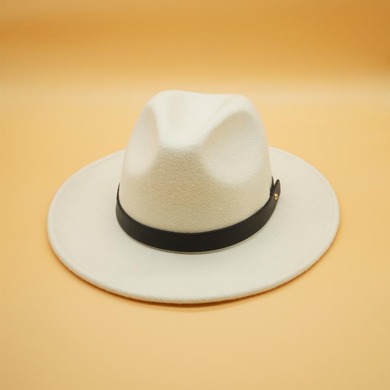 White Retro Woolen Belt Panama Jazz Top Hat Female Autumn And Winter French Felt Blogger The Same Internet Celebrity Tide