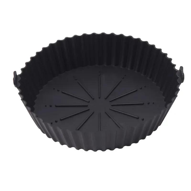 Air Fryer Silicone Pot Basket Tray 17/20/23cm Round Square Airfryer Reusable Silicone Air Fryer Liners Food Safe Non Stick
