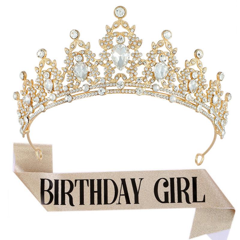 European and American Light Luxury Crystal Crown Hot Diamond Etiquette Belt Birthday Girl Birthday Party Accessories Decoration 2026