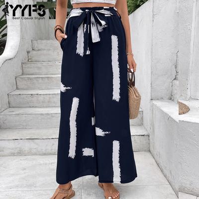 Damenmode Lässige Farbblock-Print High Waist Hosen Hosen & Caprihosen