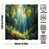 1Pc Sunlit Forest Bath Curtain - Lush Golden Woodland With Wildflowers - Dappled Light Through Canopy - Magical Nature Watercolo
