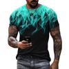 Colorful Flame Graphic 3D Print Men's T-Shirt Fashion O-Neck Short Sleeve Street Trendy Oversized T Shirt Casual Male Tops Tees