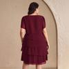 2026 Plus Size Summer Chiffon Cake Skirt Dress - Tummy Concealing, Solid Color