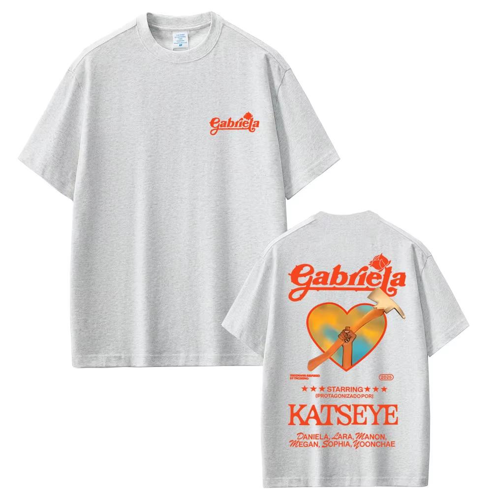 Korean Kpop Katseye Gabriela Graphic Top Men Women Hip Hop 2026 Spring summer new Fashion Casual Cotton Vintage Tshirts